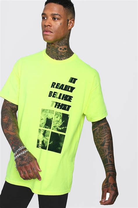 Mens Oversized Neon Gradient Design T Shirt Boohoo Uk Aesthetic