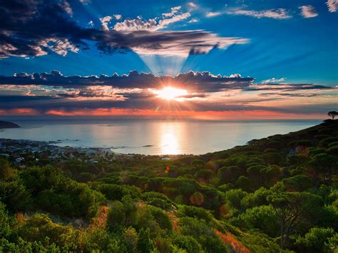 Wallpaper South Africa Cape Town Sunset Scenery Sea Coast Sky