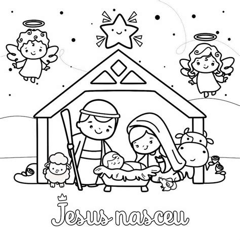 Free Nativity Scene Coloring Pages To Print Christmas Crib Coloring