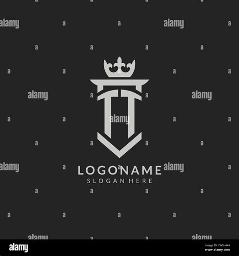 Initial TT Shield And Crown Logo Style Vector Graphic Stock Vector