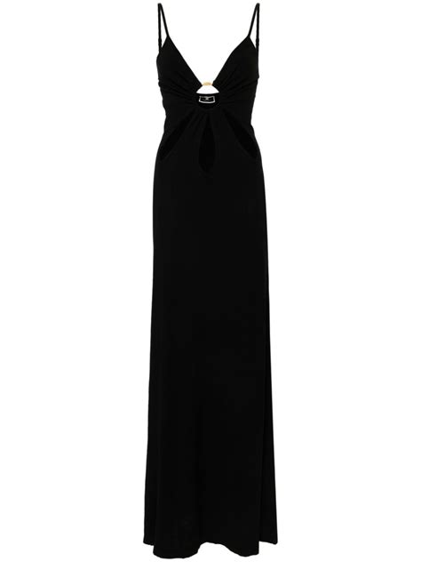 Elisabetta Franchi Logo Ring Gathered Maxi Dress Farfetch