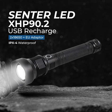 Jual XLAMP Senter LED USB Rechargeable XHP90 2 2x18650 EU