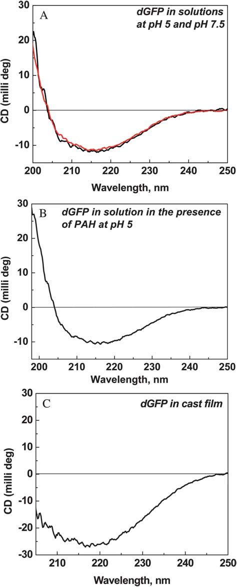 CD spectra of GFP in solutions and cast films. | Download Scientific ...