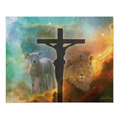 Jesus Christ The Lion And The Lamb Poster Zazzle In 2020 Lion