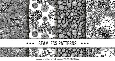 Set Samless Ornate Doodle Handdrawn Abstract Stock Vector Royalty Free