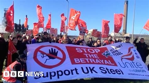 Tata Steelworkers Port Talbot Protest Over Cuts Plan Bbc News