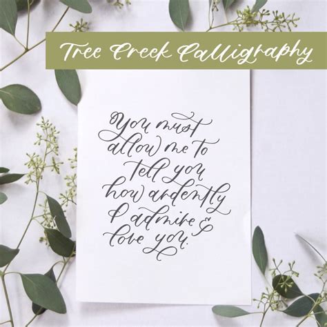 Pride And Prejudice Quotes Calligraphy Prints Jane Austen Calligraphy