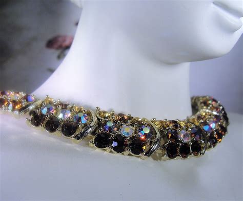 LISNER Necklace, Art Deco Style Rhinestone Choker, Rhinestone Necklace