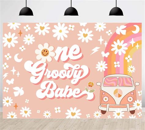 One Groovy Happy Birthday Backdrop For Girls Retro Boho St Birthday