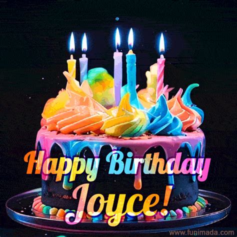 Vibrant Cake With Candles Joyces Birthday  Download On
