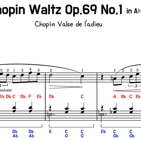 Chopin Waltz Op69 No1 Note Sheet Farewell Waltz 3piano