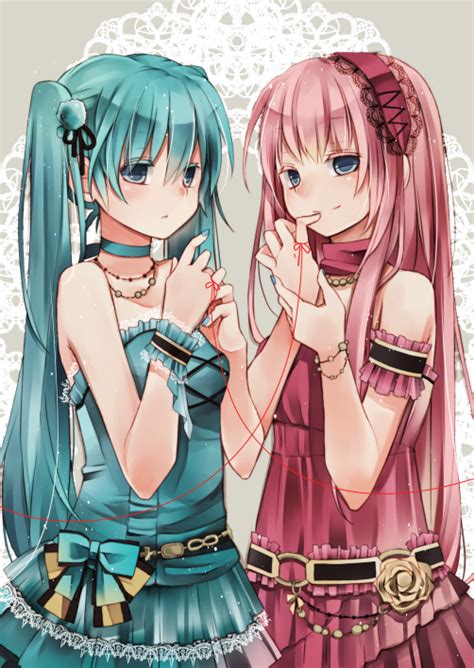 Safebooru 2girls Aqua Eyes Aqua Hair Belt Bracelet Choker Hatsune