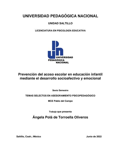 SOLUTION Prevenci N Del Acoso Escolar En Educaci N Infantil Mediante