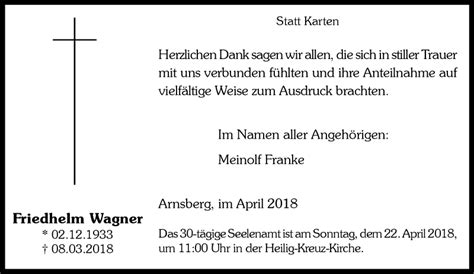 Traueranzeigen Von Friedhelm Wagner Trauer In Nrw De