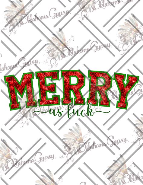 Faux Sequin Embroidery Merry Af Digital File Oklahoma Gypsy Designs