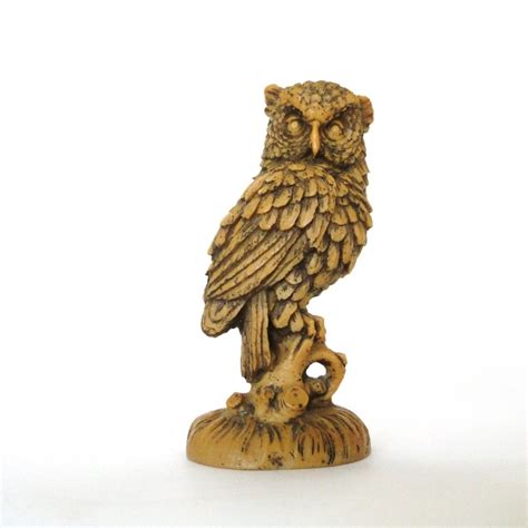 Vintage Owl Figurine Textural Feathered Bird Collectible Home Etsy