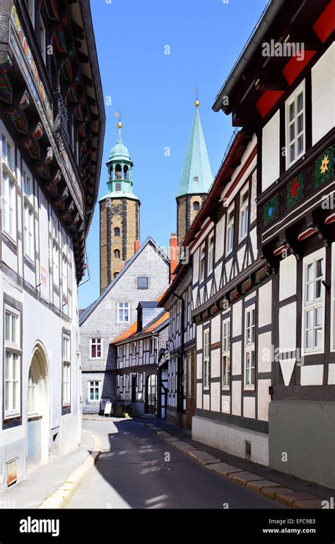 Old street in Goslar town, Germany Stock Photo - Alamy