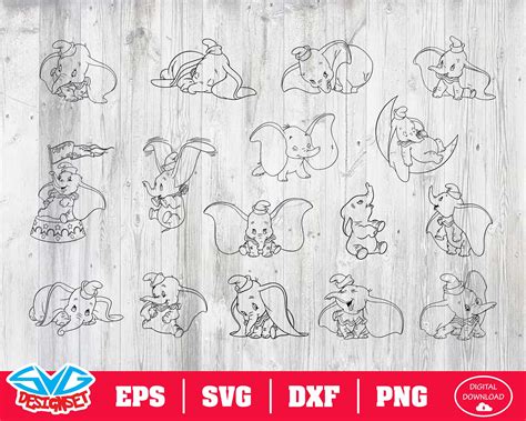 Dumbo Svg Dxf Eps Png Clipart Silhouette And Cutfiles