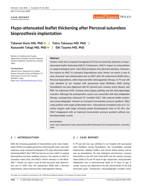 Hypoattenuated Leaflet Thickening After Perceval Sutureless