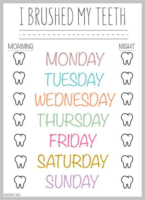 Tooth Brushing Chart Printable