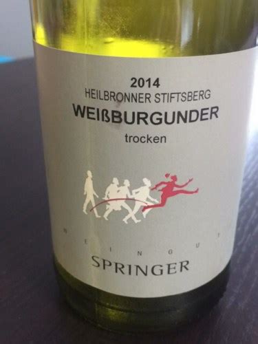 Weingut Springer Heilbronner Stiftsberg Weißburgunder Trocken Vivino US