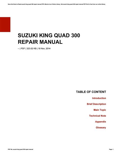 Suzuki king quad 300 repair manual by WilliamBolden3859 - Issuu