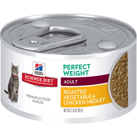 Hill S Science Diet Perfect Weight Canned Cat Food Roasted Vegetable And Chicken Medley 2 9 Oz