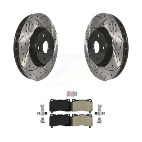 Front Coated Drill Slot Disc Brake Rotor Semi Metallic Pad Kit For