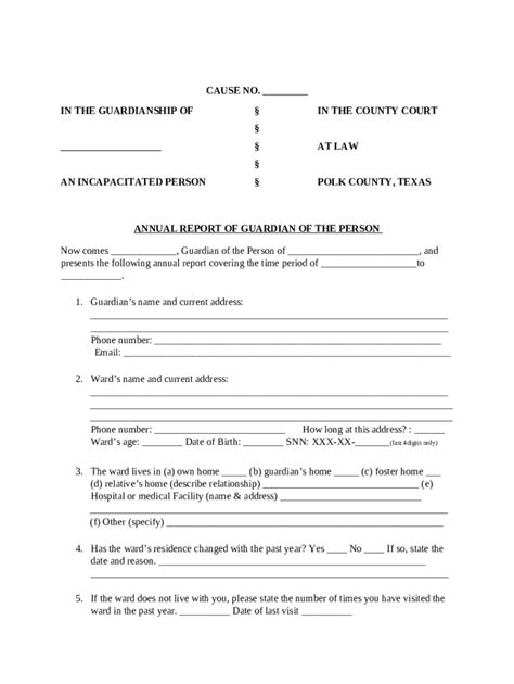 Texas Guardianship Annual Report Fill Online Doc Template Pdffiller