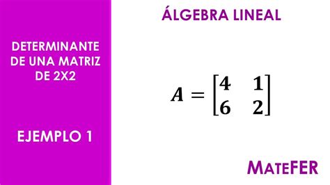 Álgebra Lineal Determinante de una Matriz 2x2 EJEMPLO 1 YouTube