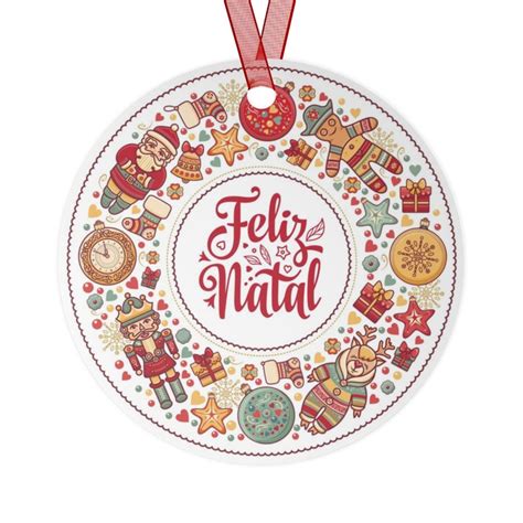 Portuguese Language Metal Christmas Tree Ornament, Feliz Natal, Enfeite ...