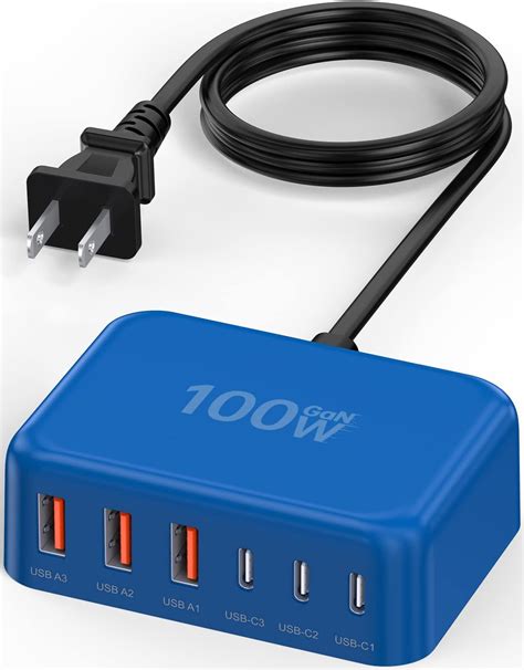 Usb C Charger Block 100w Gan 6 Port Pd Usb C Qc Usb A Wall Charger Adapter Plug