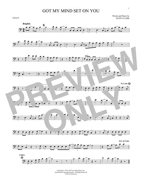 Got My Mind Set On You Sheet Music George Harrison Cello Solo