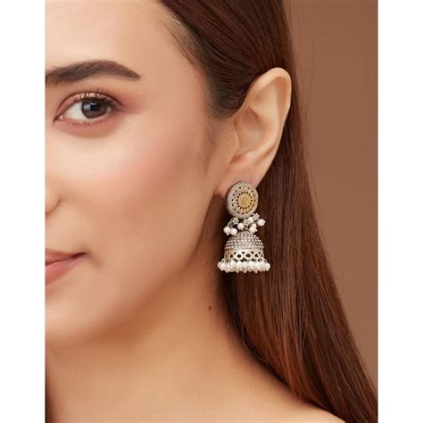 Buy Fabindia Metal White Jhumka Earrings Online