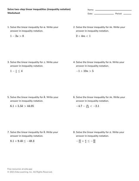 Compound Inequalities Notes And Worksheets Lindsay Bowden