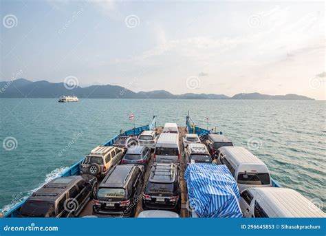 View Of Cars And Passenger Ferry Boat At Koh Chang Island In Trat