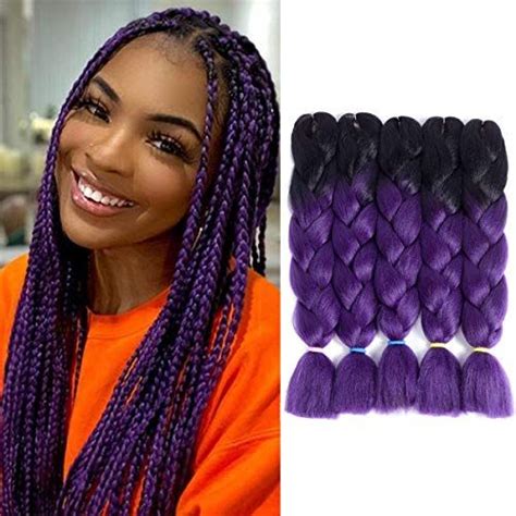 Purple Ombre Kanekalon Synthetic Jumbo Braid Hair Extensions 5pcs Lot