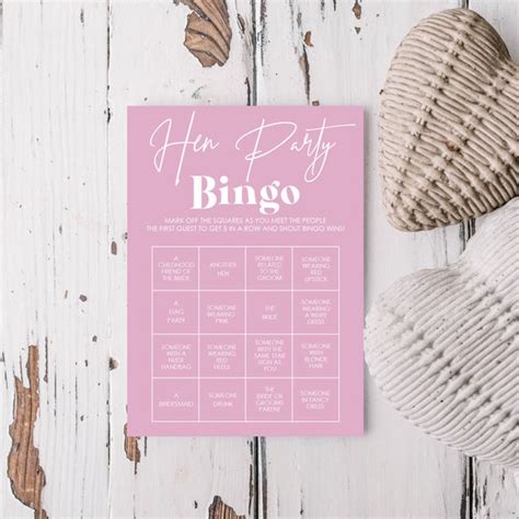 Hen Party Bingo Game Hen Do Bridal Shower Bachelorette Etsy Uk