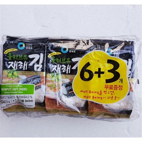 Jual Chung Jung One Daesang Seaweed 6 3 Nori Rumput Laut Minyak Zaitun