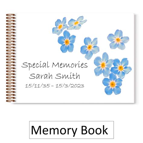 Funeral Memory Book Forget Me Not Corner Design