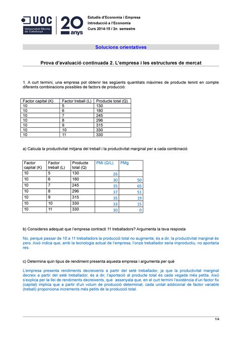 Introduccio Economia Sol PAC 2 català Estudis dEconomia i Empresa