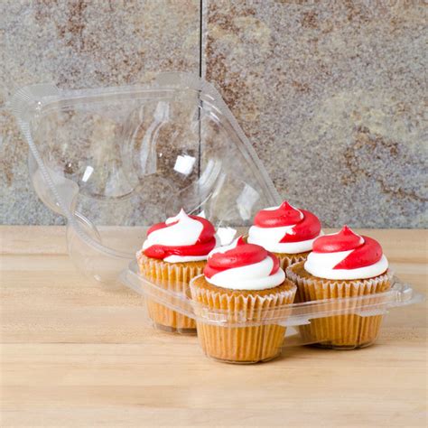 InnoPak 4 Compartment Clear Hinged High Dome Cupcake Container 225 Case