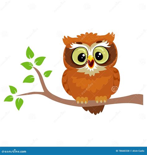 Owl Sitting On A Tree Branch Stock Vector Illustration Of Pattern