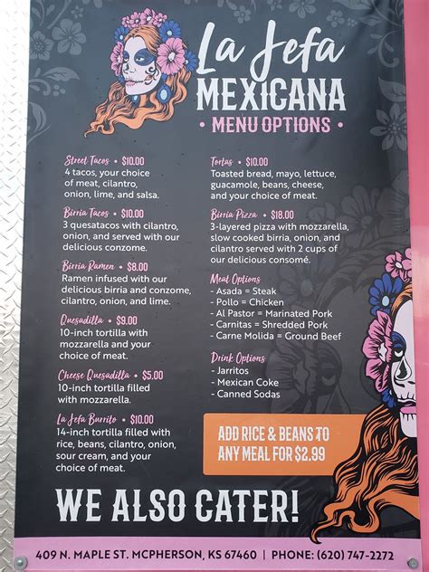 La Jefa Mexicana Mcpherson Menu Reviews Photos