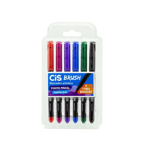 Caneta Cis Brush Aquarel Vel Cores B Sicas C Un