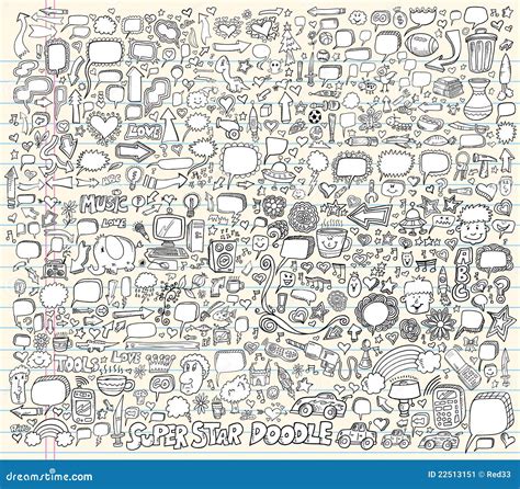 Notebook Doodle Design Elements Vector Illustration Stock Image - Image ...