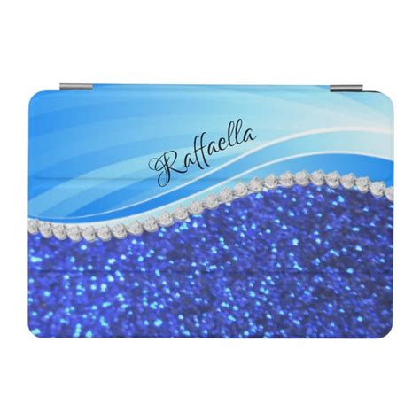 Elegant Sparkle Blue Diamond Personalised Ipad Mini Cover Zazzle