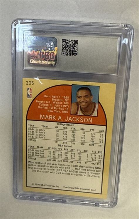 1990 91 NBA Hoops 205 Mark Jackson Menendez Bros Card CSG 7 5 Near