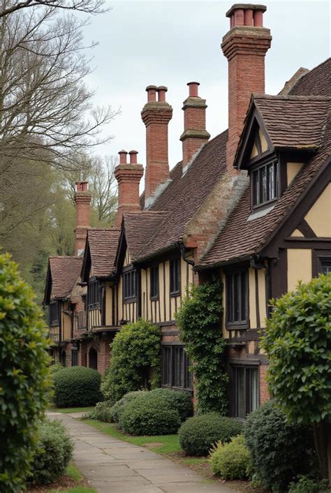 tudor houses  chimneys  england