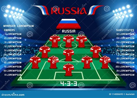 Soccer Starting Lineup Squad Vector Stock Vector Illustration Of Flag